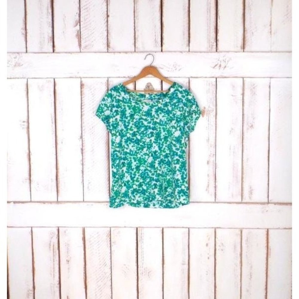 90s vintage green/white spotted short sleeve pullover